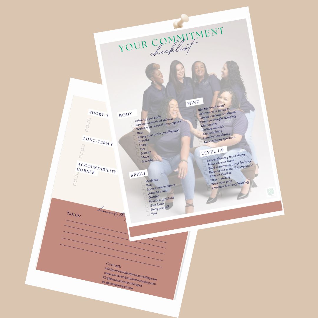 Pinnacle of Purpose Counseling | Your Commitment Checklist